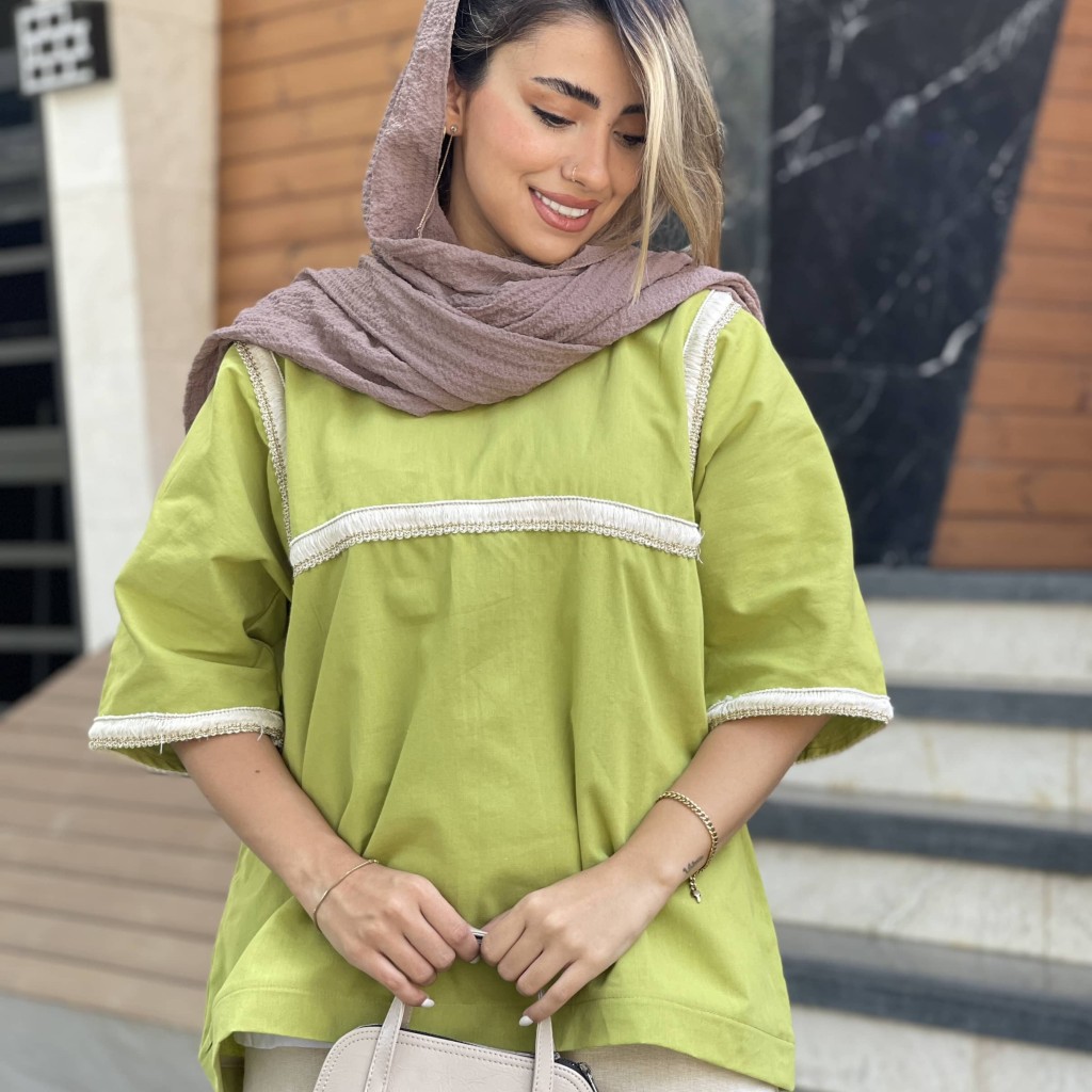 شومیز جلو بسته لینن هندی دوزی زنانه کد MAGIC