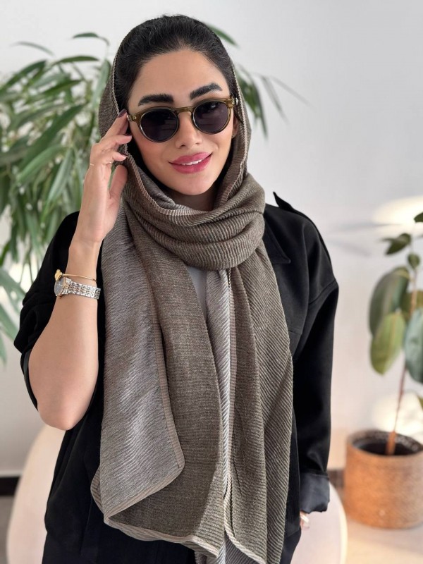 شال پلیسه نوار دار دو رو  جدید