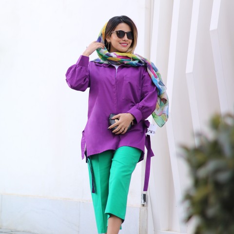 مانتو شومیزی زنانه لینن بغل چاکدار کد NIA