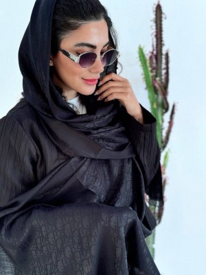 شال ژاکارد دیور تک رنگ مشکی