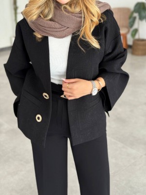 کت ژاکارد مشکی زنانه