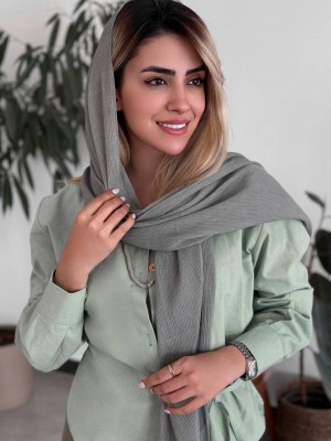 شومیز سبزآبی بغل گره‌ای دگمه چوبی
