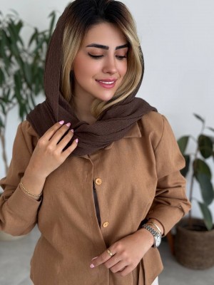 شومیز شتری بغل گره‌ای دگمه چوبی