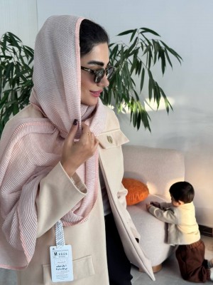 شال پلیسه نوار دار دو رو  جدید