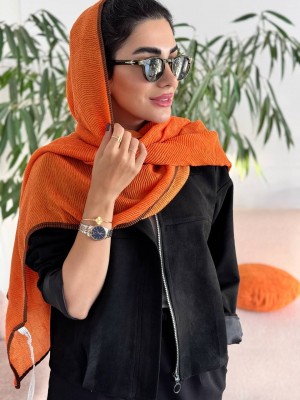 شال پلیسه پاییزه نارنجی
