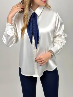 شومیز ساتن سفید