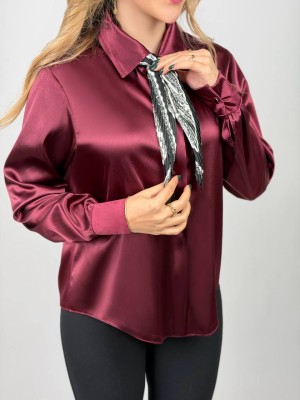 شومیز ساتن زرشکی