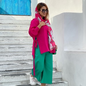 مانتو لینن سرخابی زنانه کد LIA