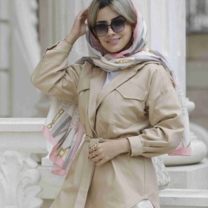 خرید مانتو کتی دخترانه و زنانه کمربند دار لینن کد KARAMEL