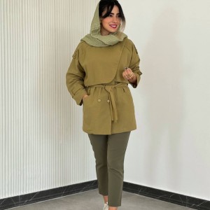 ترنچ کت جدید زنانه لینن کد PASTE