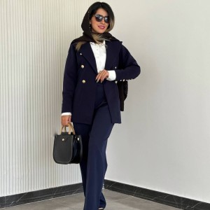کت اسپرت جدید سورمه ای کرپ غواصی زنانه کد DIDI