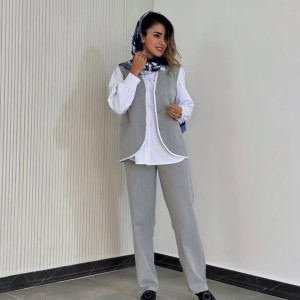 ست وست ، شلوار و شومیز گاباردین ترک کد SILVER
