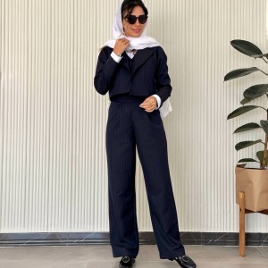 فروش شلوار واید جدید زنانه و دخترانه کرپ فاستونی دیپلمات سرمه ای کد HEART با طراحی منحصر به فرد سارا مجیدی