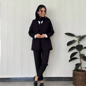 خرید کت یقه انگلیسی مشکی زنانه و دخترانه (old money) اولد مانی استایل فاستونی کد SIDE
