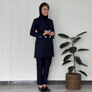ست کت شلوار اداری زنانه سرمه‌ای