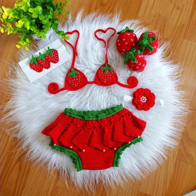 ست ۳ تکه آتلیه نوزادی مدل Strawberry