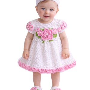 پیراهن بچگانه دخترانه مدل قلاب بافی کدHP1