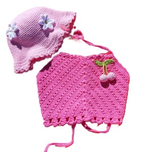 کراپ بچه گانه با کلاه مدل قلاب بافی کد4CD