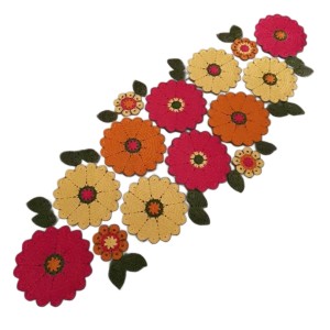 رومیزی گل و برگ مدل قلاب بافی کدCZ40