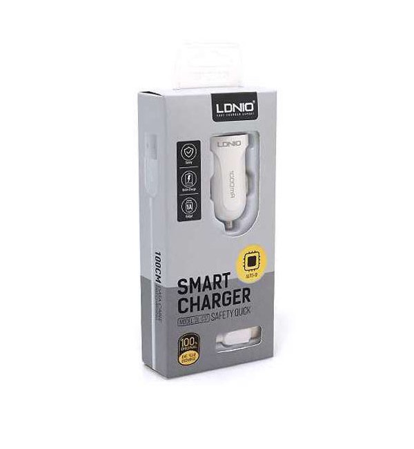 شارژر فندکی الدینیو LDINIO DL-C17 همراه با کابل Micro USB