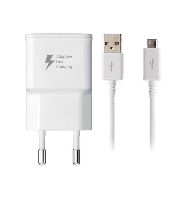شارژر اصلی سامسونگ فست شارژ همراه با کابل میکرویواس بی Samsung Adapter Fast Charging