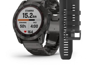 ساعت گارمین fenix 7X Sapphire Solar Carbon Grey DLC Titanium with Carbon Grey DLC Vented Titanium Band