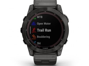 ساعت گارمین fenix 7X Sapphire Solar Carbon Grey DLC Titanium with Carbon Grey DLC Vented Titanium Band