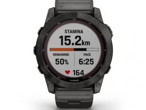 ساعت گارمین fenix 7X Sapphire Solar Carbon Grey DLC Titanium with Carbon Grey DLC Vented Titanium Band