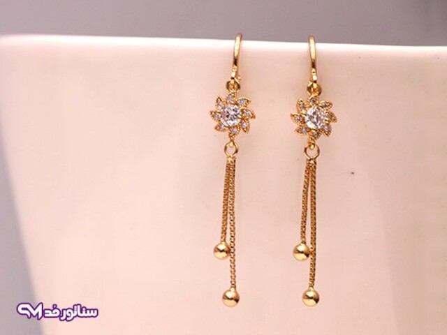 خرید گوشواره طلایی نگین دار G5132 | فروشگاه اکسسوری سناتورمد