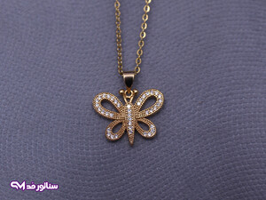 گردنبند زنانه نگین دار طرح پروانه GZ2062