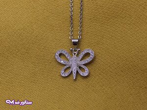 گردنبند زنانه نقره ای طرح پروانه GZ2068
