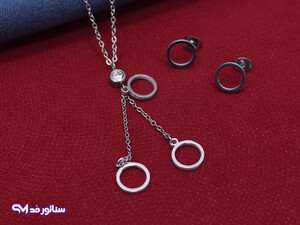 نیم ست استیل نقره ای طرح دایره N8159