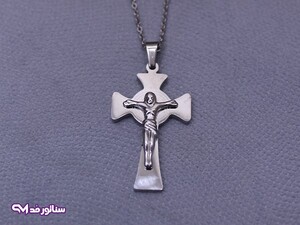 گردنبند استیل طرح صلیب نقره ای SG2134