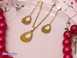 نیم ست طلایی مدل اشک N8144