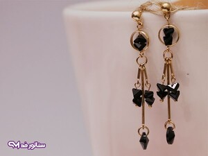 گوشواره سواروسکی مشکی طلایی G5121