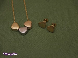 خرید نیم ست قلب دو رنگ N8095 | فروشگاه اکسسوری سناتور مد