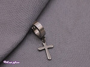 گوشواره پسرانه طرح صلیب G5103