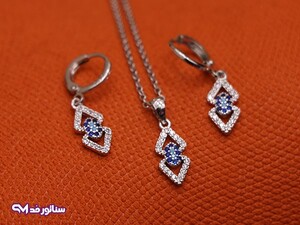 نیم ست نقره ای آبی N8107