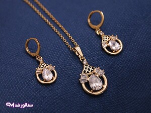 نیم ست طلایی نگین دار N8103
