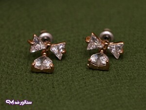گوشواره استیل طرح پاپیون نگین دار کد G5044