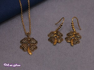 نیم ست استیل سیاه قلم طرح گل کد N 8041