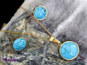 نیم ست استیل فیروزه کد N8015