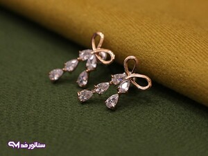 گوشواره استیل نگین دار پاپیونی کد G5064