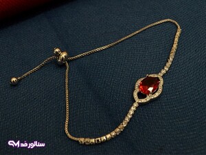 دستبند زنانه استیل نگین یاقوت کد DZ1019