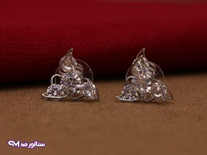 گوشواره استیل نگین دار با طرح گل کد G5027