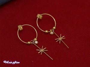 گوشواره استیل طلایی آویز دار کد G5061
