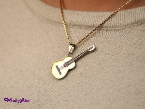 گردنبند استیل طلایی طرح گیتار کد SG 2068