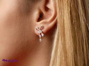 گوشواره استیل نگین دار پاپیونی کد G 5064