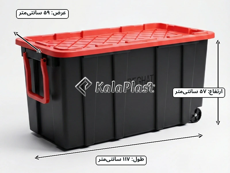 صندوق پلاستیکی چرخ‌دار دقت ۳۰۰ لیتری سوپرسایز