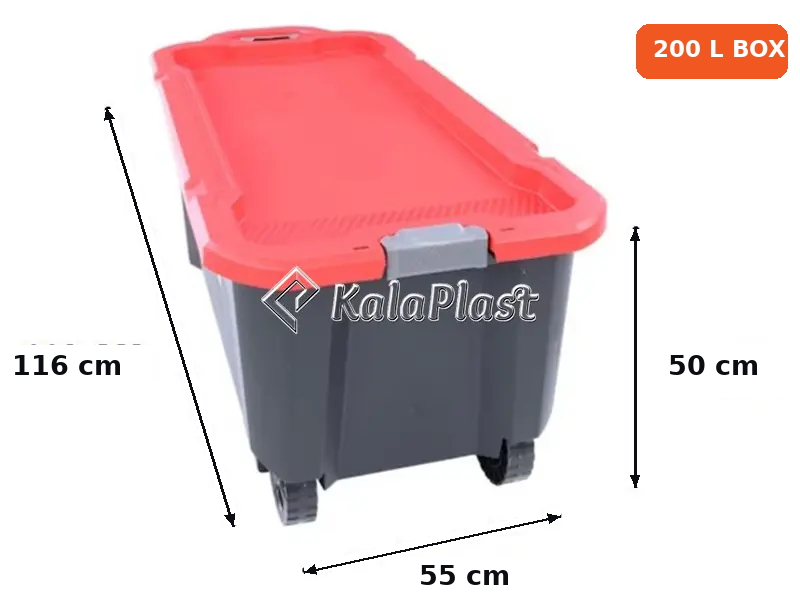 صندوق پلاستیکی چرخ‌دار دقت ۲۰۰ لیتری فرودگاهی